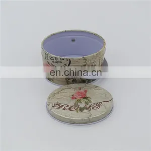 New Style Empty Cute Small Flat Round Cookie Tin Box Can With Handle thumbnail-4