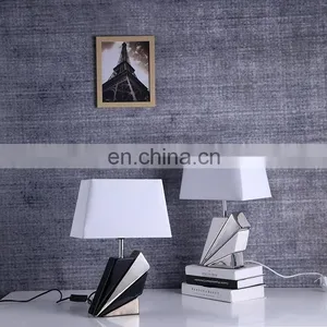 Unique Geometry Shape Hotel Modern Porcelain Bedside Lamps for Home Decor thumbnail-6