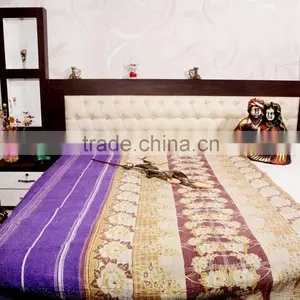 Handmade Ethnic Quilt Throw Vintage Kantha Reversible Bed Cover Decorative Indian Bohemian King Size Quilt thumbnail-1