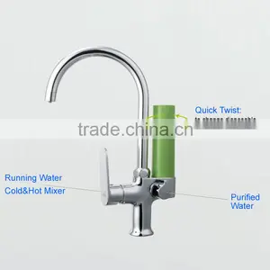 High Pure Copper Faucet Tap Hot/Cold Water and Water Filter 3 in 1 Disposable Cartridge and Activated Carbon HFM thumbnail-4