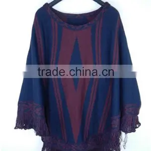 Ladies Elegant Design Popular Knitted Crochet Winter Poncho 2016 thumbnail-1