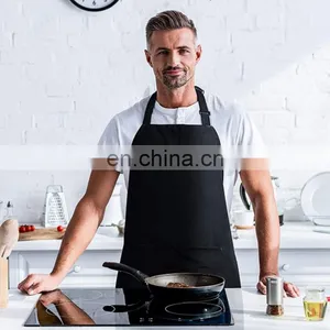 Wholesale Custom Made Logo Printing Adjustable Polyester Durable Kitchen Apron For Cook With Pockets and Hats thumbnail-4