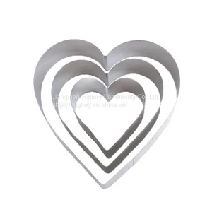 3Pcs Different Size 3d Diy Mousse Fondant Baking Custom Heart Shape Stainless Steel Cake Mould thumbnail-1