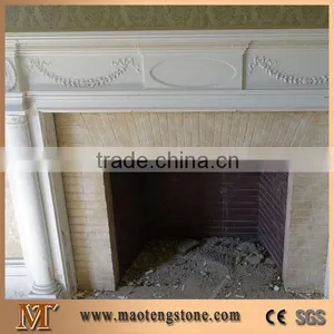 Western Style Fireplace,China Beige Marble Fireplace thumbnail-1