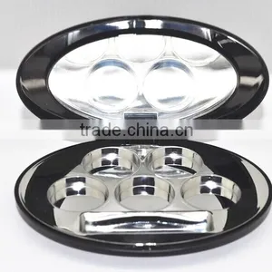Oval Shiny Black Compact Container With Shiny Silver Tray thumbnail-1