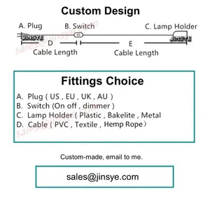 UL E26 Lampholder On Off Switch Lamp Cable Black Golden Mint Lamp Cord Power Cords US Power Cable thumbnail-3