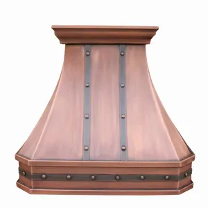 Pure Copper Range Hood Cover, Supplying Pure Handcrafted Kitchen Copper Range Hoods in Various Specifications and Types thumbnail-2