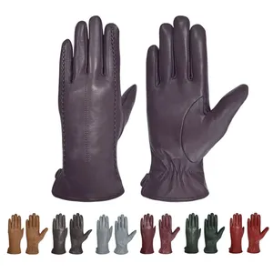 Women Leather Gloves Multiple Color Options Custom Logo Winter Fashion Gloves thumbnail-2