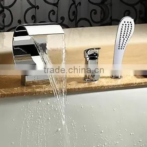 Three Holes Waterfall Bathtub Faucet Bath Tub Mixer Taps Bathtub Mixer thumbnail-1