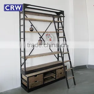 Antique Carved Bookcase With Cabinet Base Bookcase With Ladder Quality Choice thumbnail-1