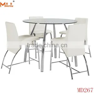 Round Tempered Glass Dining Table and Chair thumbnail-1