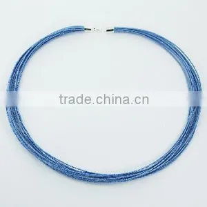 Twelve Strands Of Bundled Blue Cotton Choker Necklace thumbnail-1