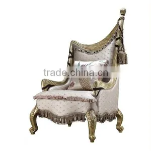Royal Design Living Room Leisure Chair High Back Armchair With Wood Frame and Silk Material thumbnail-1