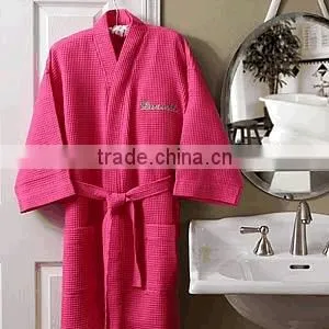Embroidery Waffle Cotton Bath Robes thumbnail-1