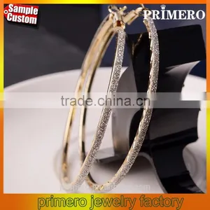 Fashion Large Gold Hoop Round Matte Dangle Earring Jewelry Designs New Model thumbnail-1