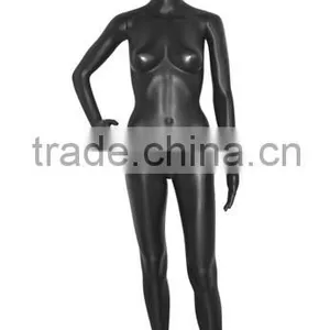 Black Abstract Head Standing Slim Plastic Ghost Mannequins Rotatable Nude Manikin for Clothing Shop thumbnail-4