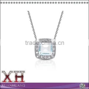 Guangzhou Factory Wholesale Sterling Silver Blue Topaz Jewelry Earring and Necklace Set thumbnail-2