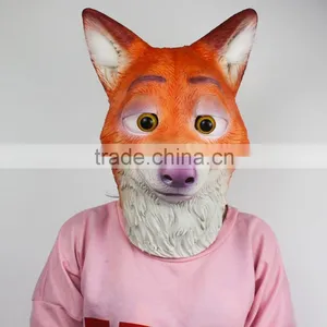 Hot Sale Movie Cosplay Latex Mask Zootopia Fox Nick Wilde Halloween Full Head Animal Mask Costume Prop Accessories thumbnail-1