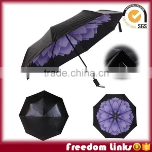 21" Flower Printing 3 Folding Fashion Umbrella With UV Proof Most Popular thumbnail-1