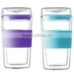 Easy To Carry Drinking Cap Glass Cup With Silicone Sleeve thumbnail-2