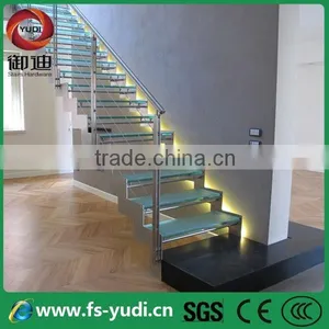 Steel Glass Straight Stairs, Steel Staircase, Glass Stair---YUDI thumbnail-4