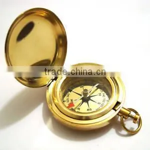 Heavy Push Button Compass- Pocket Compass- Brass Compass thumbnail-1