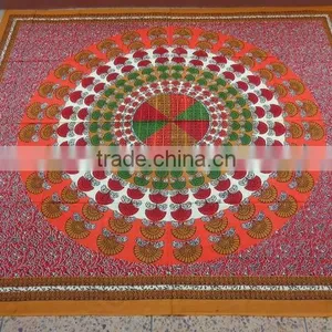 Peocock Round Mandala Multicolours Tapestry thumbnail-4