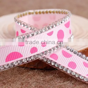 Hot Sale Satin Ribbon Base On Glue For Headwear Decoration,Rinestone Chain With HotfIX Glue thumbnail-1