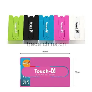 Silicone Card Holder Mobile Cell Phone Stand, Promotional Silicone Mobile Phone Stand With Card Holder Wallet, PTP024 thumbnail-1