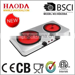 Electric Double Infrared Ceramic Cooker and Hotplate- Two Burners thumbnail-1