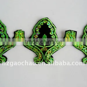 Sequin Embroidery Lace Trimming Plant Design thumbnail-1