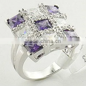 Brass Fashion Color Stone CZ Ring thumbnail-1