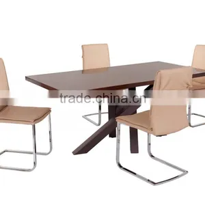 Wooden Top Dining Table With Leather Chair thumbnail-3
