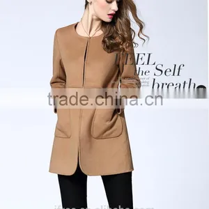 Camel Color Factory Supply Hign Woolen Lady Coat thumbnail-1