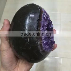 Natural Amethyst Geode Dragon Egg Crystal Geode For Sale thumbnail-5