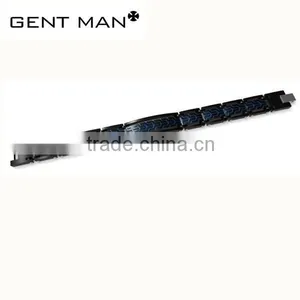 Black & Blue Fashion Men Tungsten Carbide Foldover Clasp Bangle Bracelet thumbnail-1