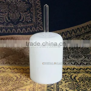 New White Color Quartz Crystal Singing Handle Bowl thumbnail-1