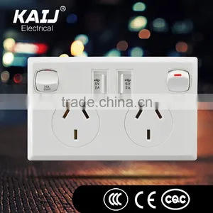 Wall Mounted Double 3 Pin Double Gang Double Usb Switch Socket thumbnail-2