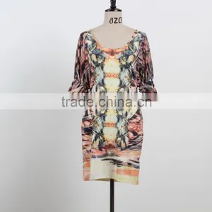 2016 Summer Dress for Mature Woman Sexy v Neck Dress Batwing Sleeve Custom Design thumbnail-1