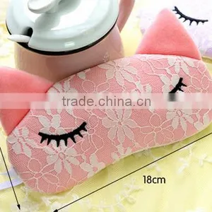 Korea Style Cute Lace Cat Shape High Quality Soft Patch Sleeping Travel Blindfold Shade Cover Eye Mask thumbnail-2