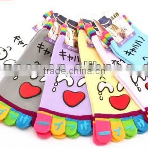 Women's Five Toe Socks, Crying Face Toe Socks, Lovey Cartoon Summer Toe Socks thumbnail-1