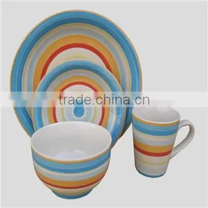 16pcs Handpainted Stoneware Dinnerware Set , Stoneware Handpainted Dinner Set , Stoneware Tableware Set thumbnail-1