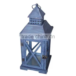 Blue Wooden Lantern for Promotional Gifts thumbnail-2
