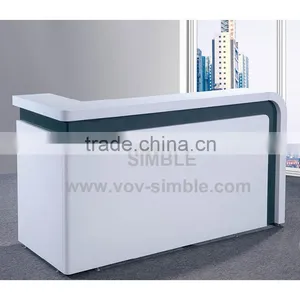 Modern Style Solid Surface Reception Desk, White Glossy Bank Front Desk thumbnail-1