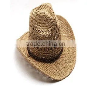 Summer Style Straw Cowboy Hat Unisex Hollow Western Hats 2016 Beach Felt Sunhats Party Cap for Man Woman thumbnail-4