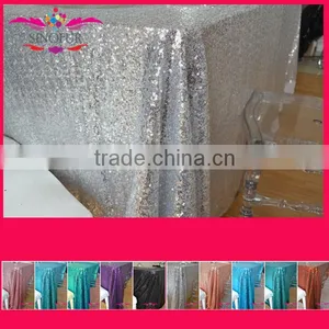 New Cheap Hot Sale Fancy 100% Polyester Embroidery Metallic Sequence Wedding Silver Sequin Table Cloth thumbnail-1