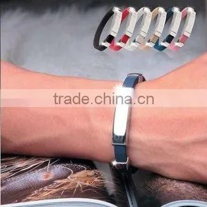 Silicone Bracelets With Metal Buckle Inside Two Magnets thumbnail-1