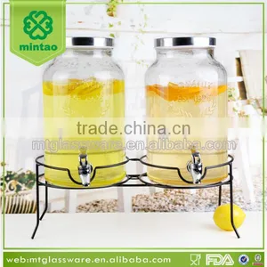 5L New Wholesale Large Beverage Dispenser With Tap ,double Glass Juice Jar thumbnail-1