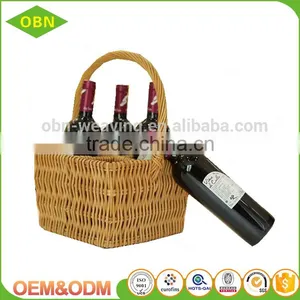 Handmade Win Holder Wicker Wine Basket for 4 Bottle thumbnail-2