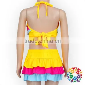 2017 New Arrival Summer Girls Colorful Ruffle Bikini Swimming Wear thumbnail-4